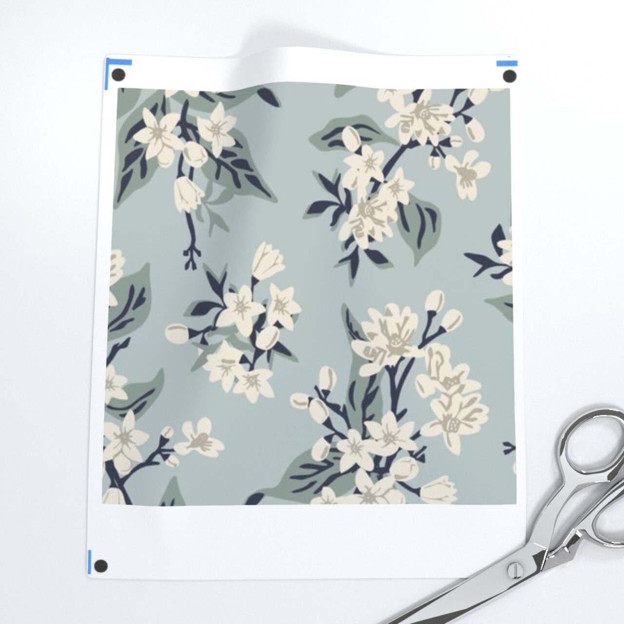 Vintage Blue Flowers Dusty Pretty Traditional Delicate Pastel Farmhouse Transitional Lemon Custom Removable Wallpaper by Spoonflower Peel & Stick Wallpaper 2FT Wide